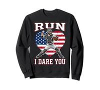 Receptor de béisbol Vintage Run I Dare You, Divertido para niños Sudadera