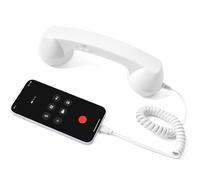 Receptor de mango de línea fija estilo teléfono retro tipo C, auricular con cable para teléfonos celulares, adaptador de línea fija retro con micrófono para cocina, sala de estar, dormitorio, baño