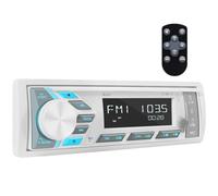 Receptor estéreo marino de un solo din: radio Bluetooth para barco, pantalla LCD digital, asistente de conversación AM, FM, MP3, SD, carga USB, salida de audio de 4.2 canales para vehículos marinos y
