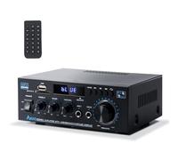 Receptor estéreo y amplificador de audio para el hogar, amplificador Bluetooth AK45 para altavoces pasivos, 300 W x 2, Bluetooth 5.0, 2 canales, con FM y karaoke, con USB/SD/RCA/MIC/FM in, con control