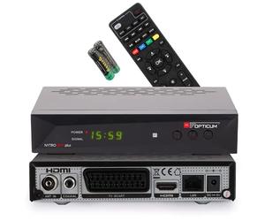 Receptor híbrido RED OPTICUM Nytro Box Plus Full HD DVB-T2 y DVB-C con función de grabación USB, Pantalla de 4 dígitos, HDMI, euroconector, Ethernet, Audio coaxial, Full HD 1080p