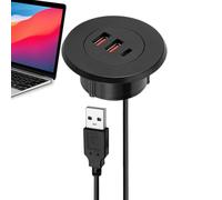 Recessed Power Grommet - USB Charging Port for Desktops | ABS+PC with 59in Cord, Fast Charge Station, Built In USB Interface, Office Desk Socket for Phones Tablets Laptops Electronics