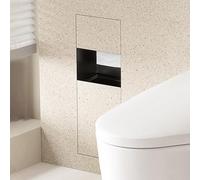 Recessed Toilet Paper Holder with Shelf, Toilet Wand Holder, Hidden Wall-Mounted Tissue, Trash Can Niche,Recessed Stainless Steel Wall Niche,Dispenser and Built-in Organizer(9.4 * 25.2 * 5.5in)