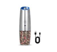 Rechargeable Electric Salt and Pepper Grinder, Adjustable silver