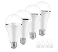 Rechargeable Emergency Light Bulbs,Hand Touch Stay Lights Up 12w Bulb with Hook,Stay Lights Up When Power Failure,No Heat,Battery Backup Light Bulbs for Home Power Failure (4PCS)