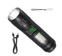 Rechargeable Flashlight Torch - Powerful LED Light With Side Beam, Compact Waterproof Handheld Light | Versatile Outdoor Home Camping Hiking Tool For Nighttime Use And Exploration