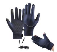 Rechargeable Heated Gloves, Windproof Thermal Warmers, USB Electric Heating Design, Soft Insulated Interior, Black and Blue, Ideal for Cycling Hunting Driving Kitchen Winter Snow Outdoor Use