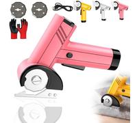 Rechargeable High-Speed Cardboard Cutter, Cordless Electric Scissors with LED Light & USB Charging, Powerful Rotary Fabric Scissors with 2 Blades for Cardboard Carpet Plastic & Leather (Pink)