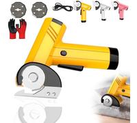 Rechargeable High-Speed Cardboard Cutter, Cordless Electric Scissors with LED Light & USB Charging, Powerful Rotary Fabric Scissors with 2 Blades for Cardboard Carpet Plastic & Leather (Yellow)