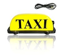 Rechargeable LED Car Top Light Yellow Shell Dome Light with Magnet Base Taxi Light Waterproof Push Button Switch