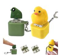 Rechargeable Quacking Duck/Frog Fidget Toy Keychain - Sound & Colorful Light Stress Reliever, Portable Keyboard Clicker Anxiety Relief Toy for Kids & Adults (Duck+Frog)