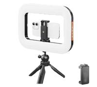 Rechargeable Selfie Portable Ring Light - Adjustable Bicolor Fill Light, Portable LED Ring Light Selfie Light Phone Video Stabilizer, for Camera Smartphone, Action Camera, Makeup (Desktop,4400 mAh)