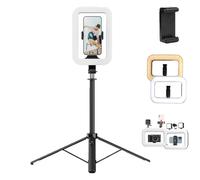 Rechargeable Selfie Portable Ring Light - Adjustable Bicolor Fill Light with Cordless Square Design, LED Mobile Video Stabilizer with Built-in 4400mAh Battery for Camera, Smartphone (Type C)