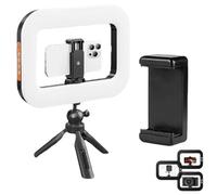 Rechargeable Selfie Portable Ring Light,Smartphone Video Rig with Light,Handheld Ring Lights for iPhone/Phone/Camera, Live Streaming, Makeup (A) (with Bracket)