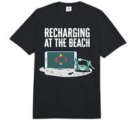 Recharging At The Beach Low Battery Crab Phone Comfort Colors Adult Heavyweight T-Shirt