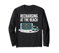 Recharging At The Beach Low Battery Crab Phone Manga Larga