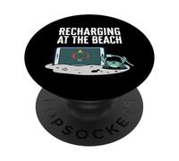 Recharging At The Beach Low Battery Crab Phone PopSockets PopGrip Adhesivo