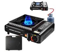 Réchaud de Camping - Réchaud d'Extérieur Compact Accessoires Camping | Table de Cuisson avec Allumage Piézo Brûleur Réglable | Contrôle de Chaleur pour Randonnée Pique-nique Bivouac Gaz