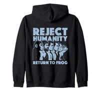 Rechaza la Humanidad, vuelve a la Rana Meme Retro Azul Sudadera con Capucha