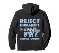 Rechaza la Humanidad, vuelve a la Rana Meme Retro Azul Sudadera con Capucha