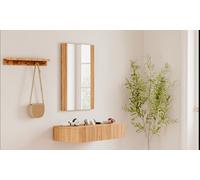 Recibidor acanalado con espejo y cajón Amira: Negro