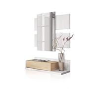 Habitdesign Recibidor con cajón y Espejo, Mueble de Entrada, Modelo Tekkan, Acabado en Blanco Artik y Roble Canadian, Medidas: 75 cm (Ancho) x 116 cm (Alto) x 29 cm (Fondo)
