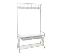 Recibidor con percha de metal blanco 104x39x183 cm