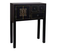 Recibidor de madera de 3 cajones y 2 puertas en negro 63x26x82h cm