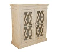 Recibidor de madera y cristal artesanal blanco 90x40x100