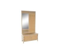 Home ESPRIT Recibidor Natural Ratán Madera de Paulonia Espejo 92 x 40 x 181 cm
