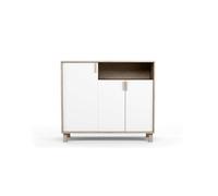Recibidor zapatero 3 puertas modelo 520 acabado roble puertas en blanco 88x100x37 cm