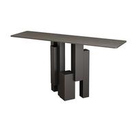 Recibidores de Entrada Estrecho Elegante, Mueble Recibidor Minimalista con Patas de Acero al Carbono y Superficie Inspirada en Piedra, para Pasillo, Vestíbulo o Sala de Estar(Black1,31.4x11.8x31.4in)