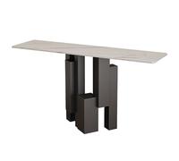 Recibidores de Entrada Estrecho Elegante, Mueble Recibidor Minimalista con Patas de Acero al Carbono y Superficie Inspirada en Piedra, para Pasillo, Vestíbulo o Sala de Estar(Black2,47.2x11.8x31.4in)