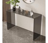 Recibidores de Entrada Moderno en Forma de U, Mueble Recibidor de Vidrio Transparente Reforzado con Diseño Elegante, para Pasillo, Vestíbulo, Sala de Estar y Espacios Pequeños(Black,47.2x15.7x33.4in)