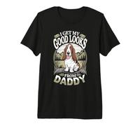 Recibo mi Buena Apariencia de Daddy Basset Hound Puppy Dog Lover Camiseta Premium
