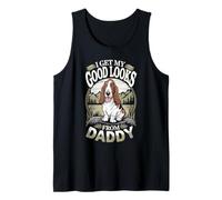 Recibo mi Buena Apariencia de Daddy Basset Hound Puppy Dog Lover Camiseta sin Mangas