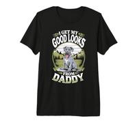 Recibo mi Buena Apariencia de Daddy Great Dane Puppy Dog Lover Camiseta Premium