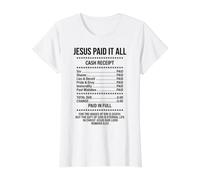 Recibo Vintage de Fe: Jesús Pagó Todo Camiseta gráfica económica, Mujer, Blanco, S