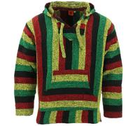 Reciclado Mexicano Baja Jerga Sudadera Capucha Cálido Hippy Talla Grande