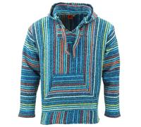 Reciclado Mexicano Baja Jerga Sudadera Capucha Cálido Hippy Talla Grande