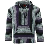 Reciclado Mexicano Baja Jerga Sudadera Capucha Cálido Hippy Talla Grande