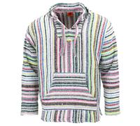 Reciclado Mexicano Baja Jerga Sudadera Capucha Cálido Hippy Talla Grande