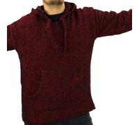 Reciclado Mexicano Baja Jerga Sudadera con Capucha Chaqueta Cálido Hippy Rojo