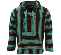 Reciclado Mexicano Baja Jerga Sudadera Droga Alfombra con Capucha Azulado Orange