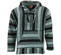 Reciclado Mexicano Baja Jerga Sudadera Droga Alfombra con Capucha Blanco y Negro