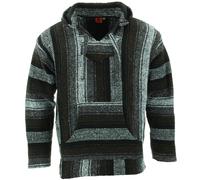 Reciclado Mexicano Baja Jerga Sudadera Droga Alfombra con Capucha Negro Marrón