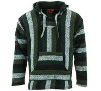 Reciclado Mexicano Baja Jerga Sudadera Droga Alfombra con Capucha Verde Mix