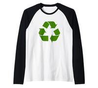 Reciclaje de Logo Verde Día de la Tierra Reciclaje Ecología Am Camiseta Manga Raglan