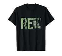 Reciclar, reutilizar, renovar, repensar Camiseta gráfica económica, Hombre, Negro, L