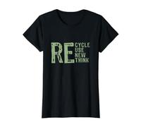 Reciclar, reutilizar, renovar, repensar Camiseta gráfica económica, Mujer, Negro, M